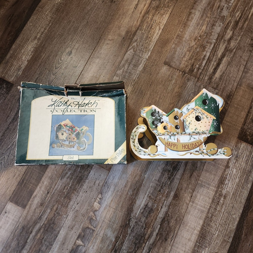 Kathy Hatch Collection Pine Valley Hand Painted‎ Wood Christmas Sled Birdhouse